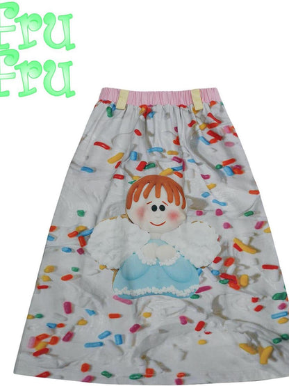Frufru Gulu Autumn Angel Print Cotton A Line Dress Loose Fit S