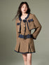 DIDDI MODA Autumn Rose Embroidered Tweed Coat Dress Set
