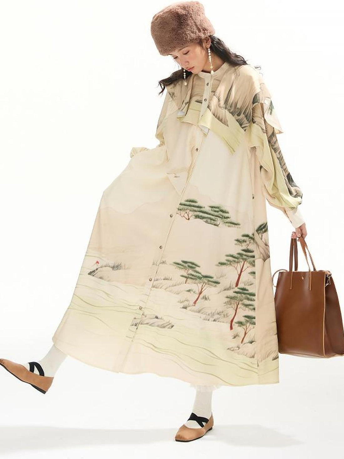 Sweet Mi Autumnshui Manbo Original Printed Bohemian Maxi Dress