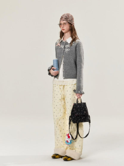 BETWEENAND Allover Paw Print Quilted Windproof Women&