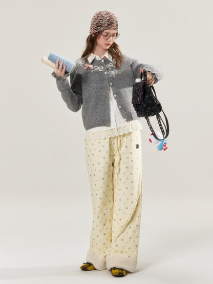 BETWEENAND Allover Paw Print Quilted Windproof Women&