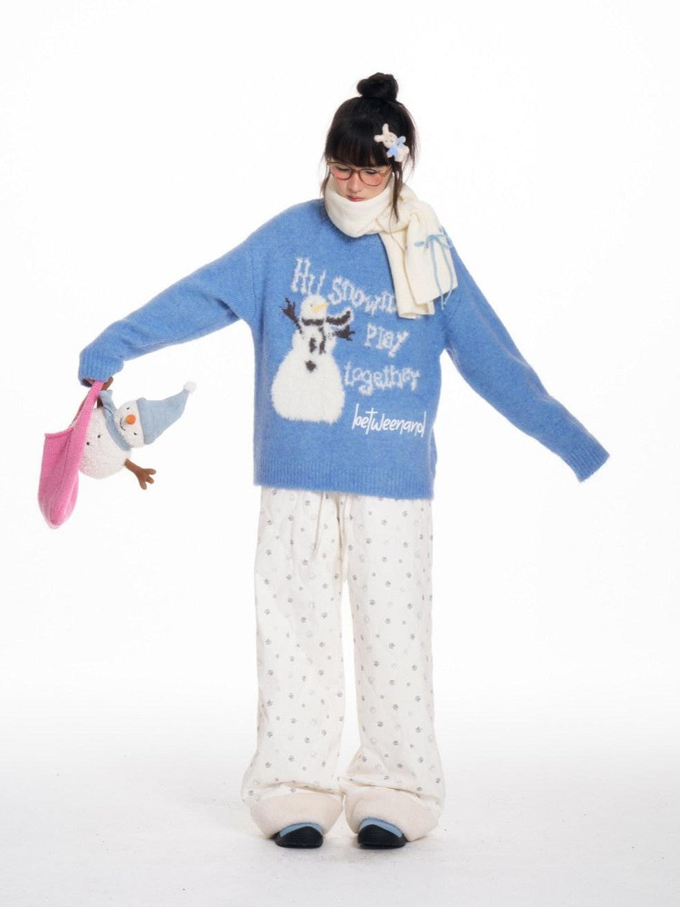 BETWEENAND Allover Paw Print Quilted Windproof Women&