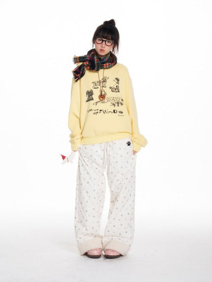 BETWEENAND Allover Paw Print Quilted Windproof Women&