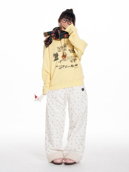 BETWEENAND Allover Paw Print Quilted Windproof Women&
