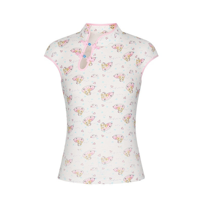 BETWEENAND_Allover_Print_Qipao_Short_Sleeve_Women&
