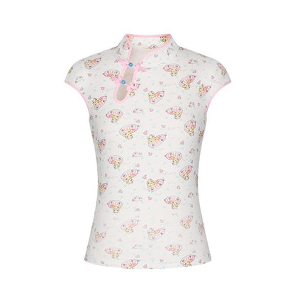 BETWEENAND_Allover_Print_Qipao_Short_Sleeve_Women&