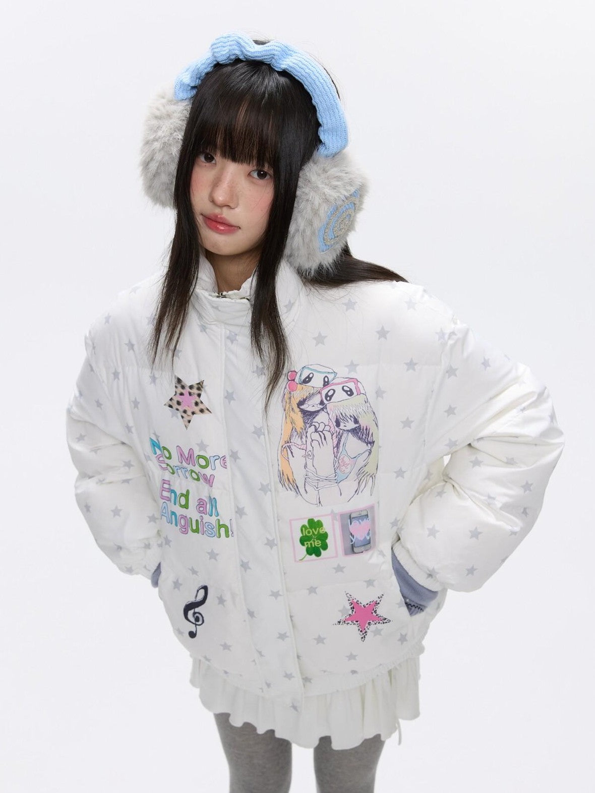 BETWEENAND Allover Star Print Women&