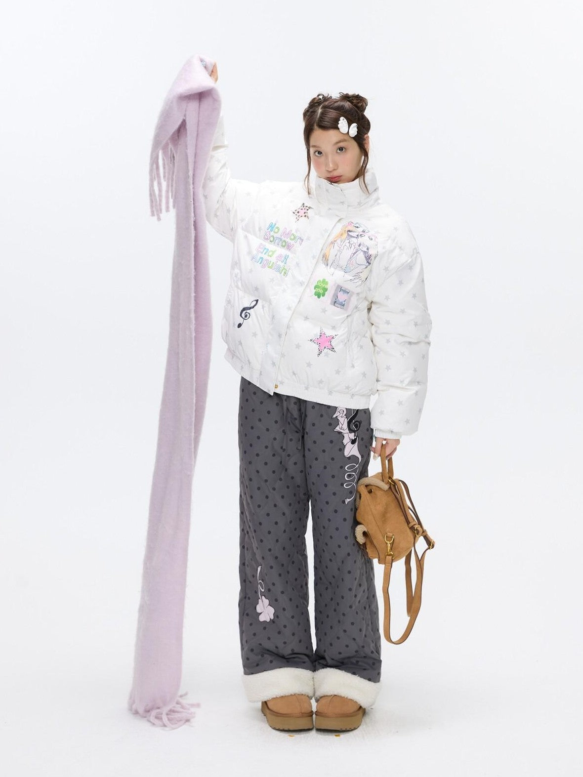 BETWEENAND Allover Star Print Women&