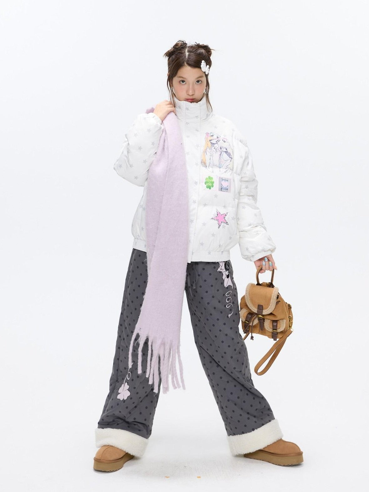 BETWEENAND Allover Star Print Women&