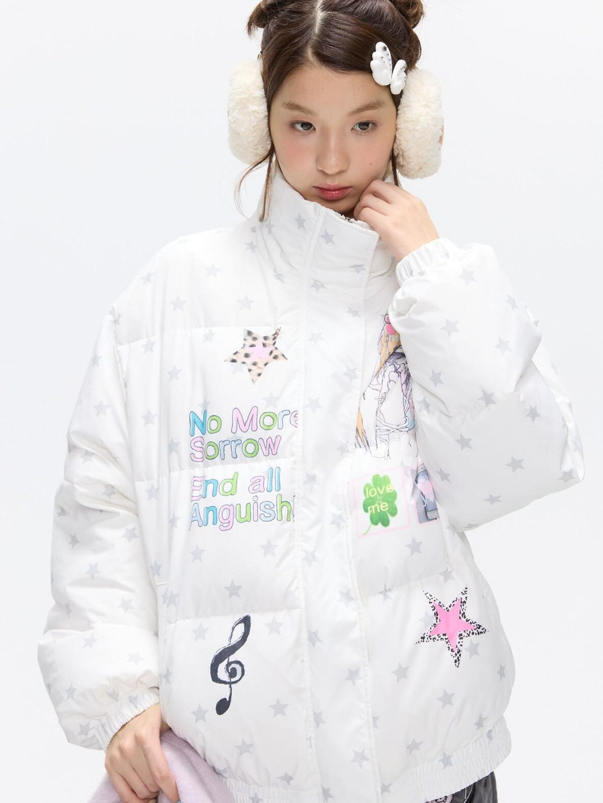 BETWEENAND Allover Star Print Women&