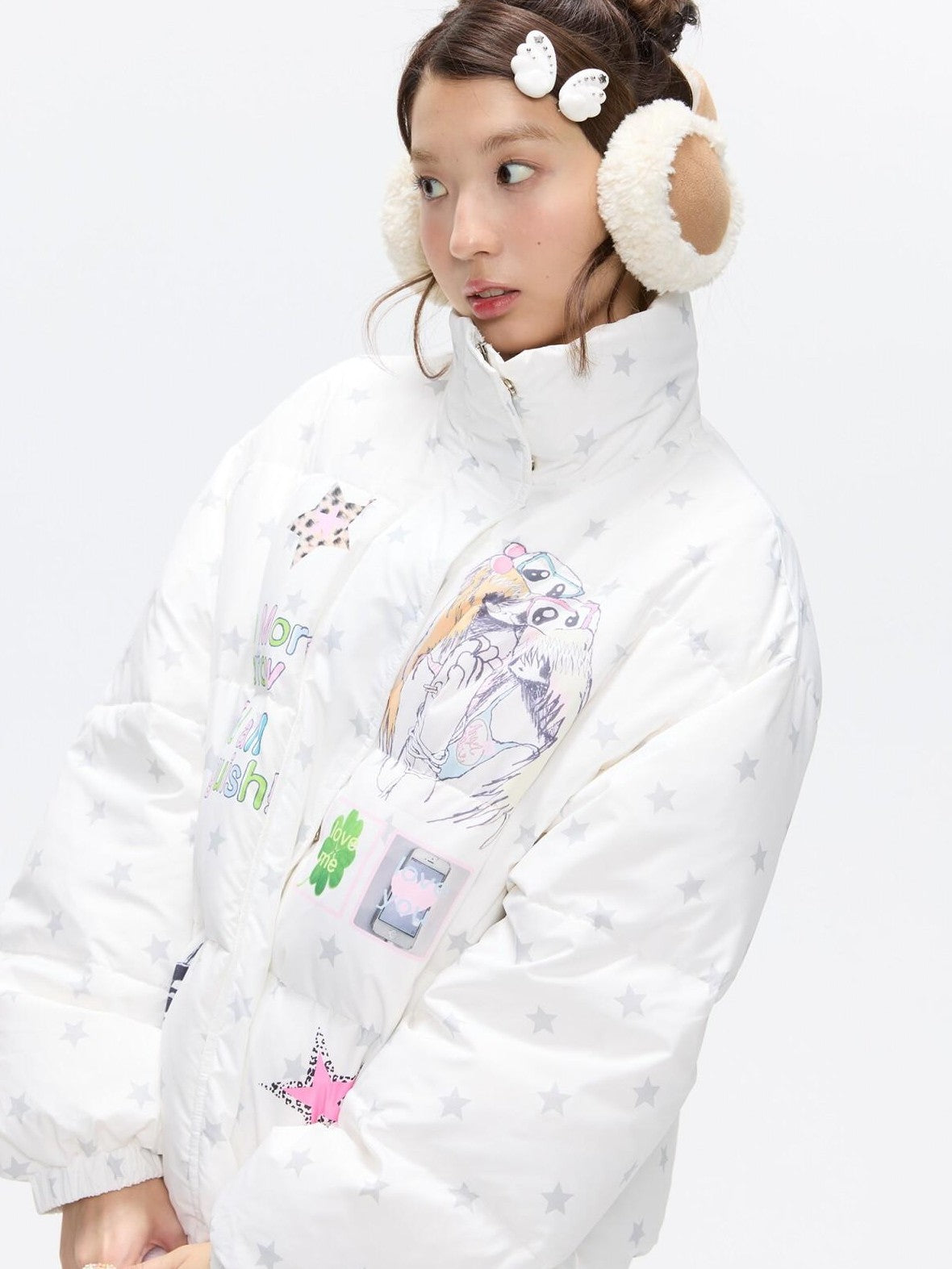 BETWEENAND Allover Star Print Women&