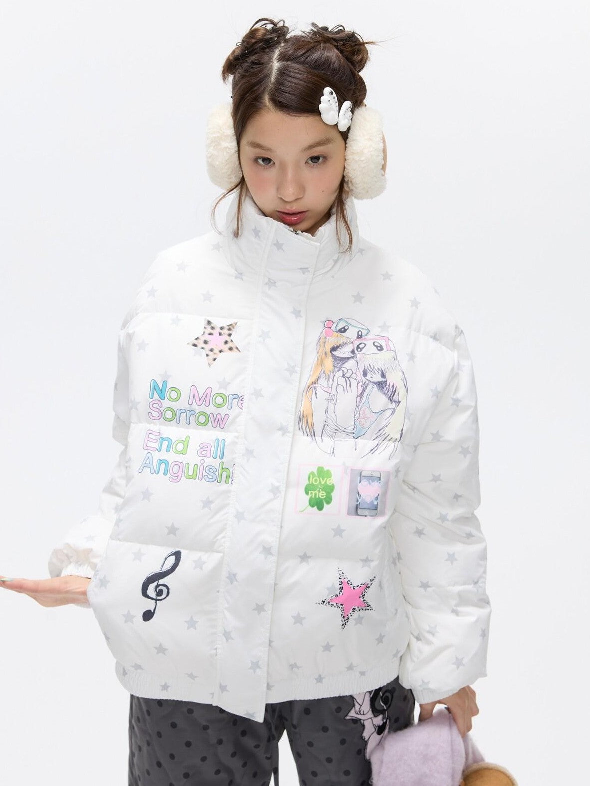 BETWEENAND Allover Star Print Women&