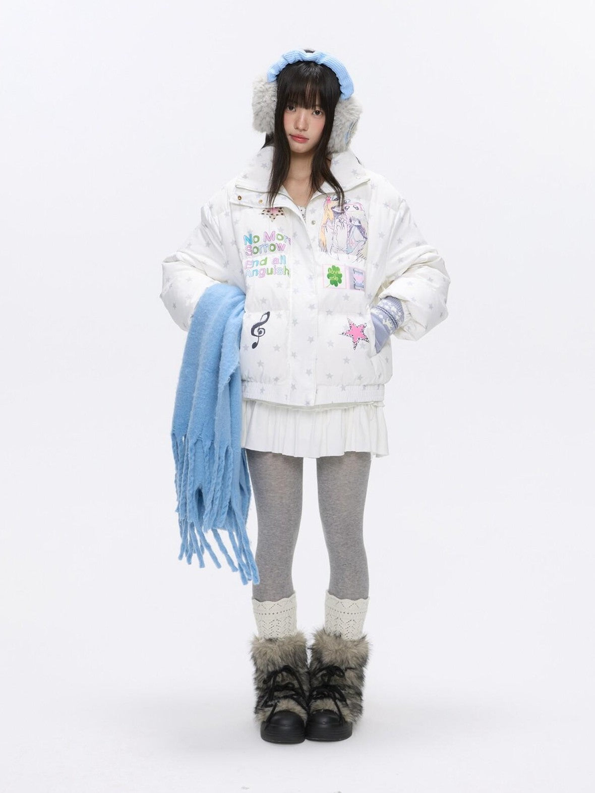BETWEENAND Allover Star Print Women&
