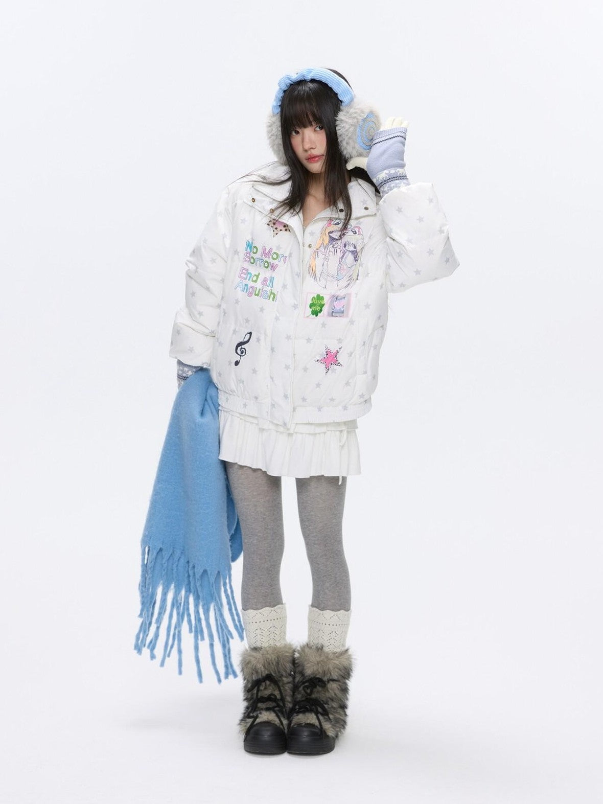 BETWEENAND Allover Star Print Women&