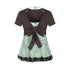 BETWEENAND_Apple_Green_Ruched_Lace_Trim_Square_Neck_Women&