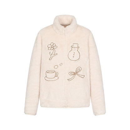 BETWEENAND_Apricot_Stand_Collar_Loose_Fluffy_Polar_Fleece_Women&