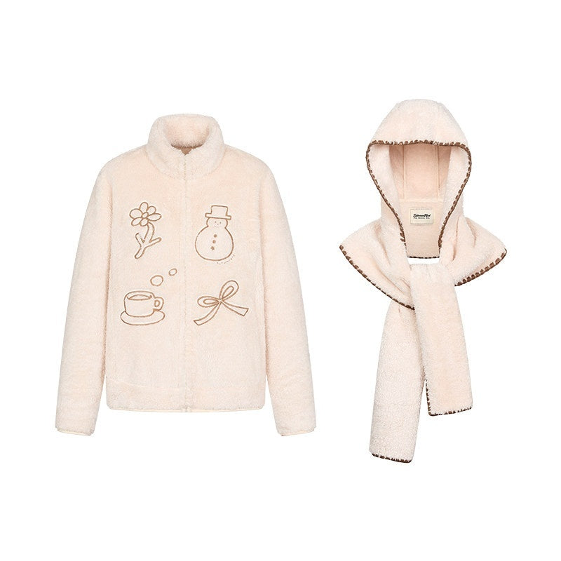 BETWEENAND_Apricot_Stand_Collar_Loose_Fluffy_Polar_Fleece_Women&