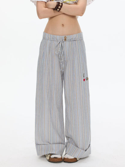 BETWEENAND Beach Colors Striped Cat Embroidery Women&