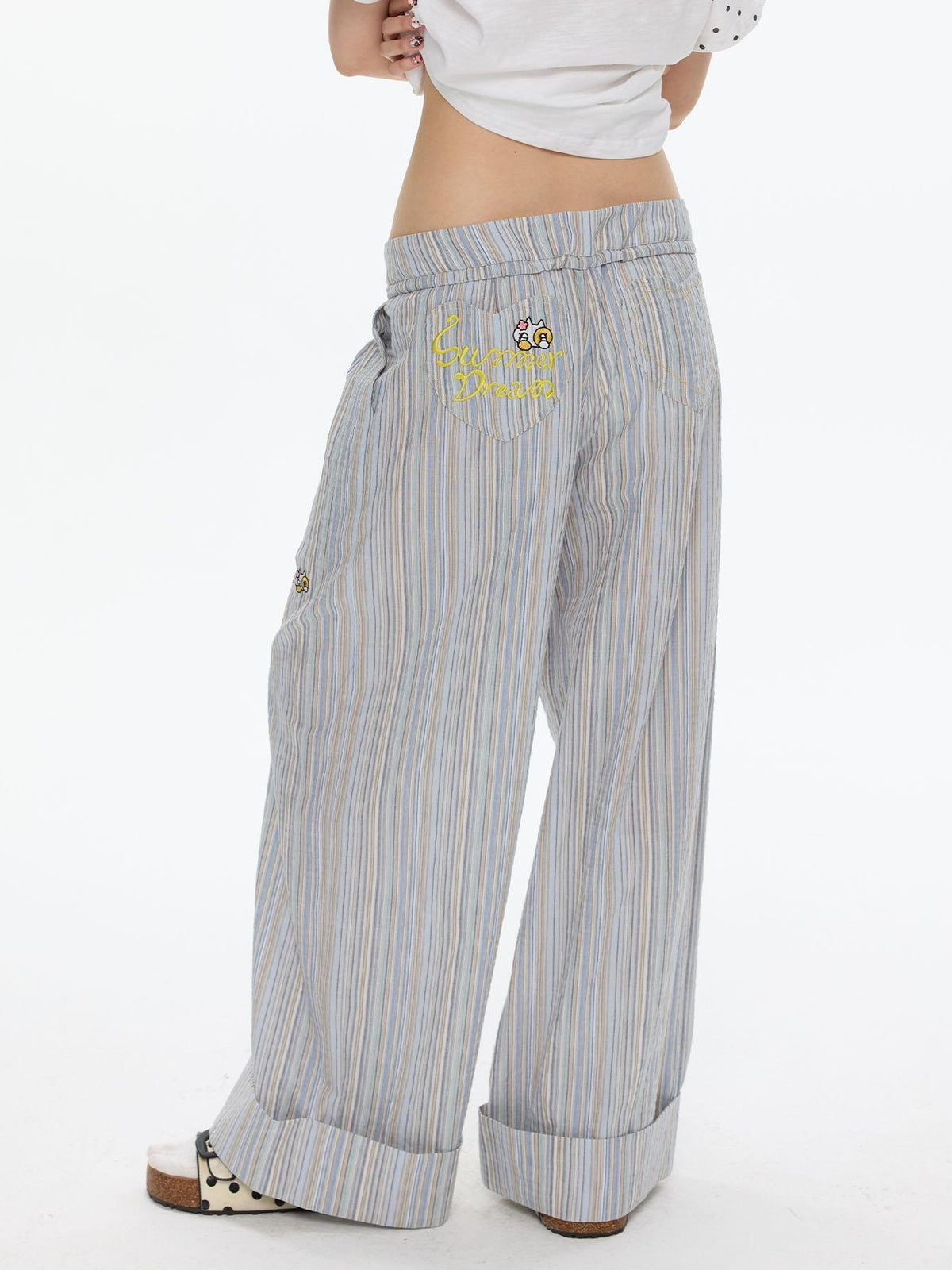 BETWEENAND Beach Colors Striped Cat Embroidery Women&