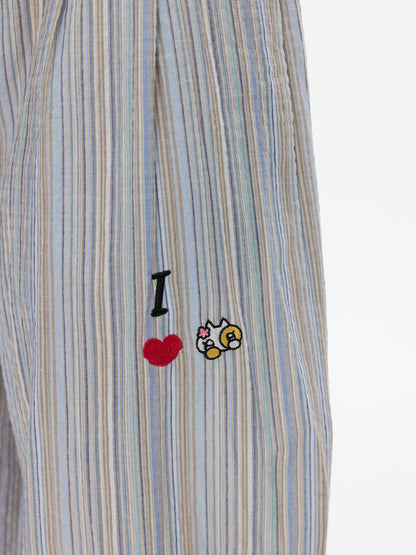 BETWEENAND Beach Colors Striped Cat Embroidery Women&