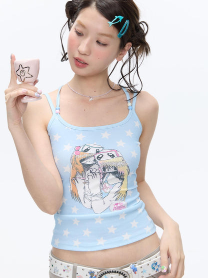 BETWEENAND Beaded Wave Shell And Polka Dot Print Cute Women&