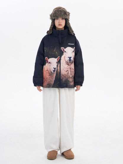 BETWEENAND Black Beige Animal Print Colorblock Women&