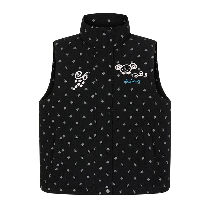 BETWEENAND_Black_Glitter_Star_Layered_Vest_Women&