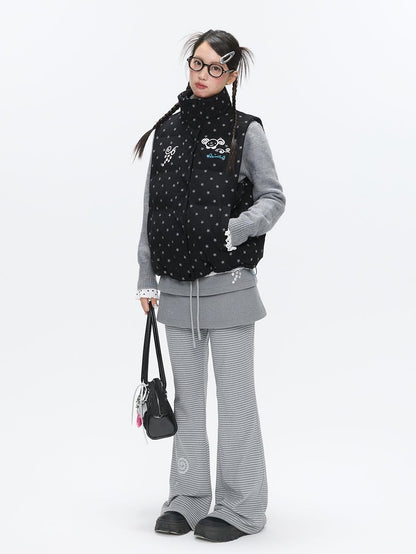BETWEENAND Black Glitter Star Layered Vest Women&
