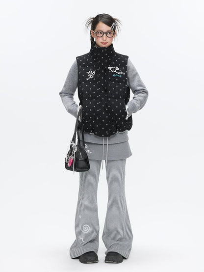 BETWEENAND Black Glitter Star Layered Vest Women&