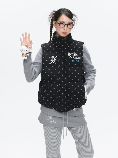 BETWEENAND Black Glitter Star Layered Vest Women&