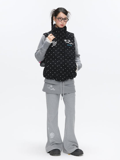 BETWEENAND Black Glitter Star Layered Vest Women&