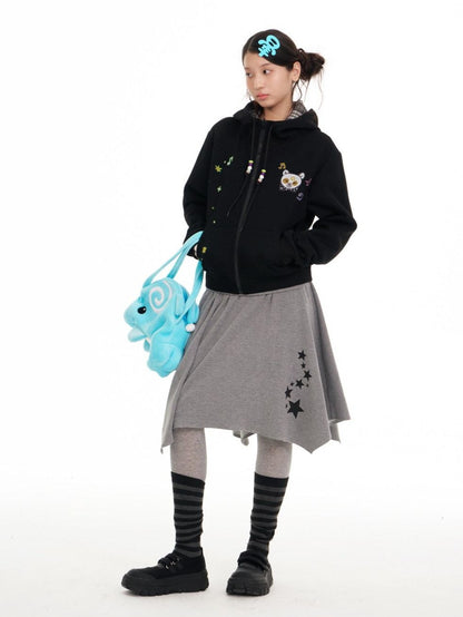 BETWEENAND Black Plaid Reversible Hooded Women&