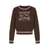 BETWEENAND_Brown_Bow_Embroidery_Jacquard_Round_Neck_Women&
