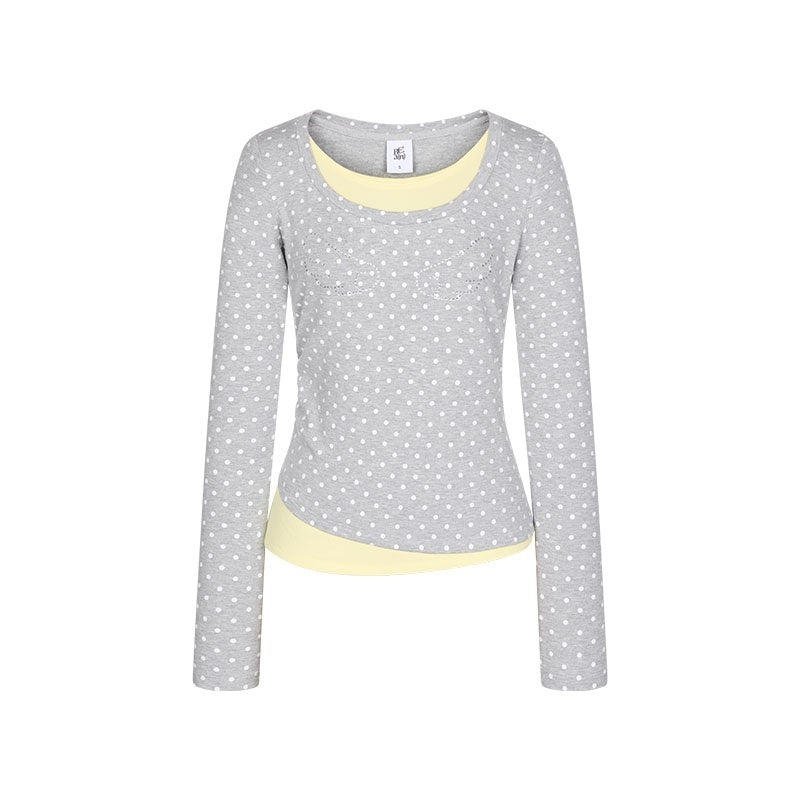 BETWEENAND_Brushed_Polka_Dot_Rhinestone_Faux_Layer_Slim_Fit_Women&