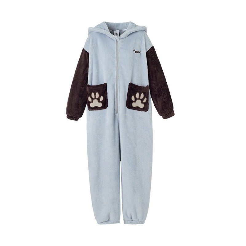 BETWEENAND_Cartoon_Puppy_Hooded_Short_Sleeve_Shorts_Women&