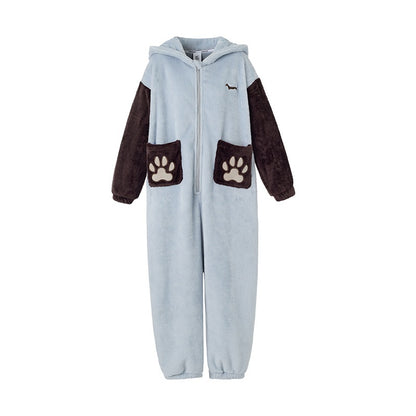 BETWEENAND_Cartoon_Puppy_Hooded_Short_Sleeve_Shorts_Women&