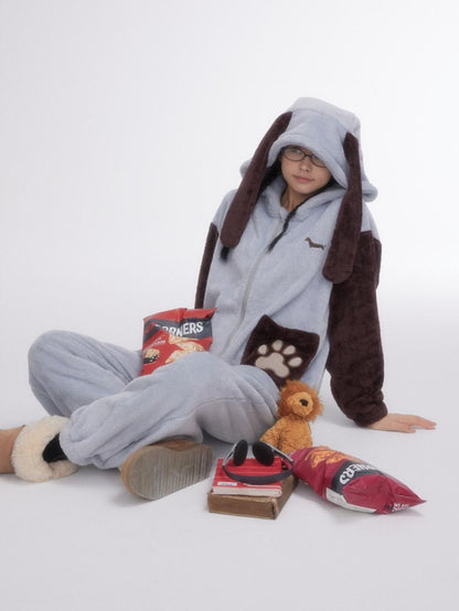 BETWEENAND Cartoon Puppy Hooded Short Sleeve Shorts Women&