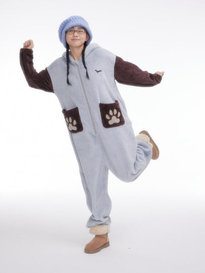 BETWEENAND Cartoon Puppy Hooded Short Sleeve Shorts Women&