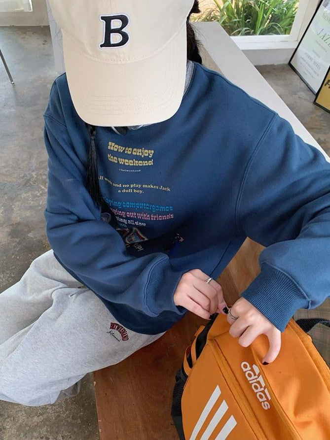 BETWEENAND Casual Pullover Crewneck Loose Women&