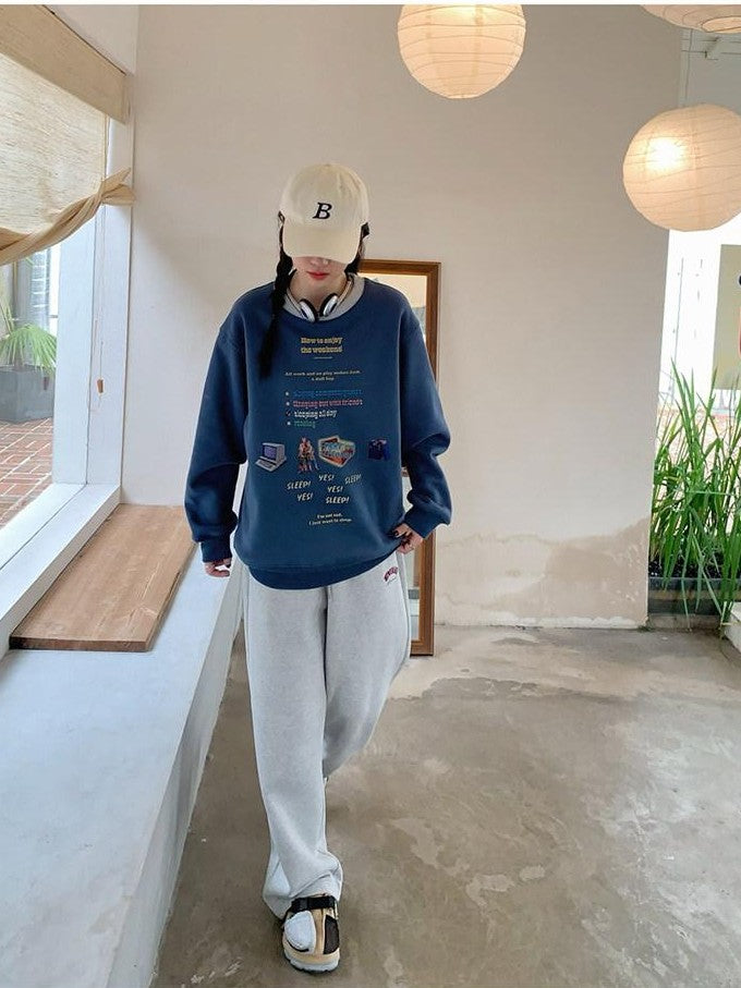 BETWEENAND Casual Pullover Crewneck Loose Women&
