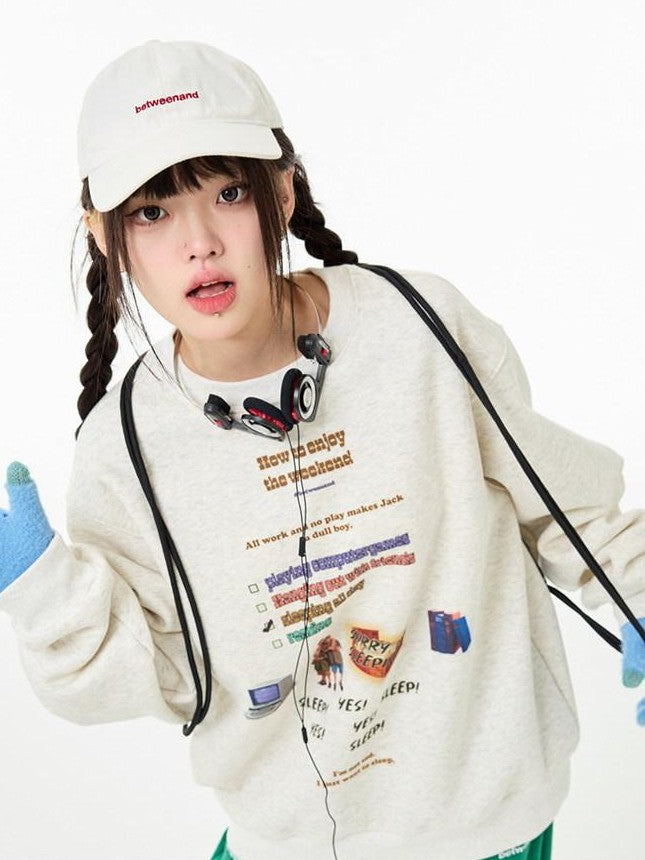 BETWEENAND Casual Pullover Crewneck Loose Women&