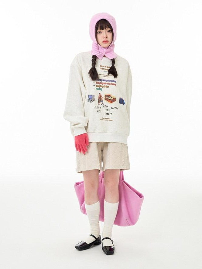 BETWEENAND Casual Pullover Crewneck Loose Women&
