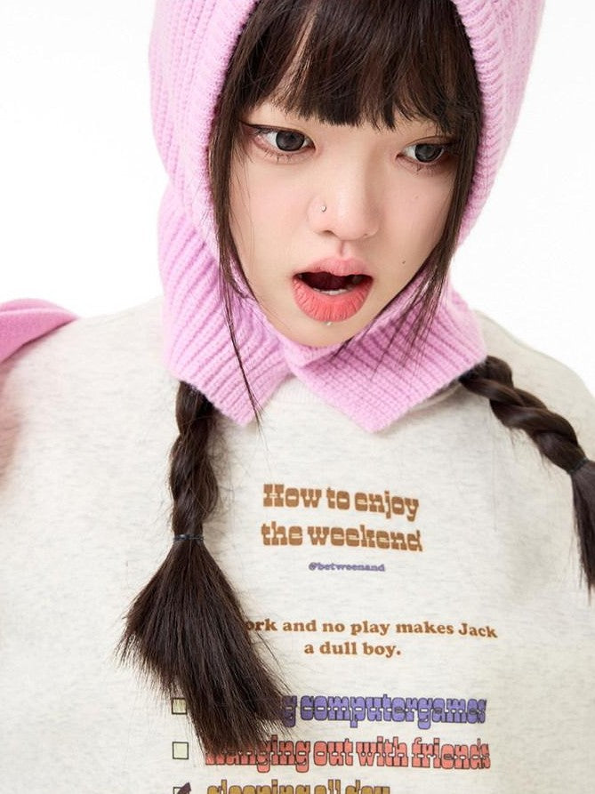 BETWEENAND Casual Pullover Crewneck Loose Women&
