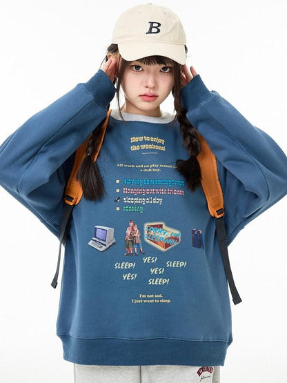 BETWEENAND Casual Pullover Crewneck Loose Women&