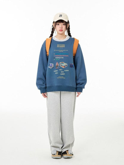 BETWEENAND Casual Pullover Crewneck Loose Women&