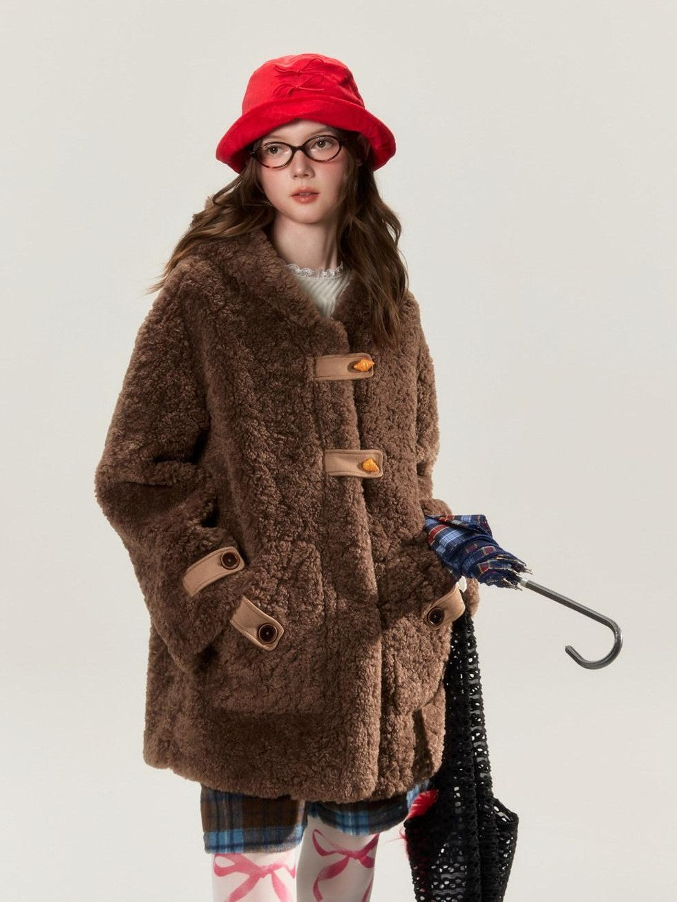 BETWEENAND Chocolate Brown Embroidered Suede Toggle Women&