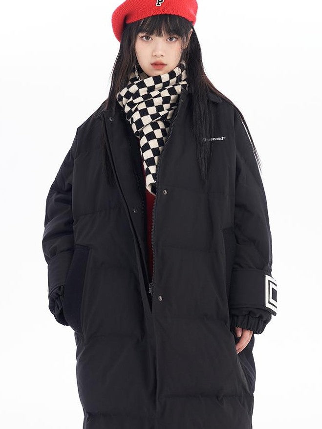 BETWEENAND Classic Black Street Straight Warm 90 Percent White Duck Down Women&