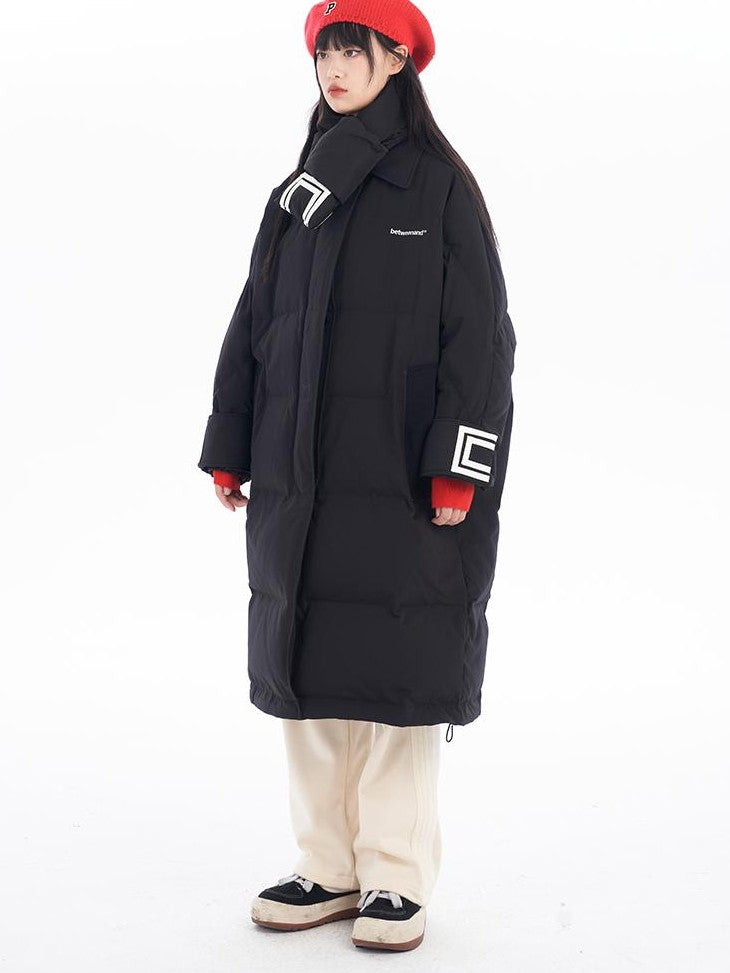 BETWEENAND Classic Black Street Straight Warm 90 Percent White Duck Down Women&
