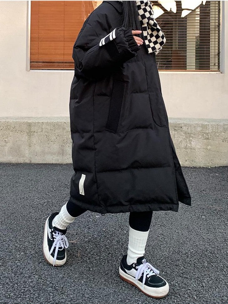 BETWEENAND Classic Black Street Straight Warm 90 Percent White Duck Down Women&