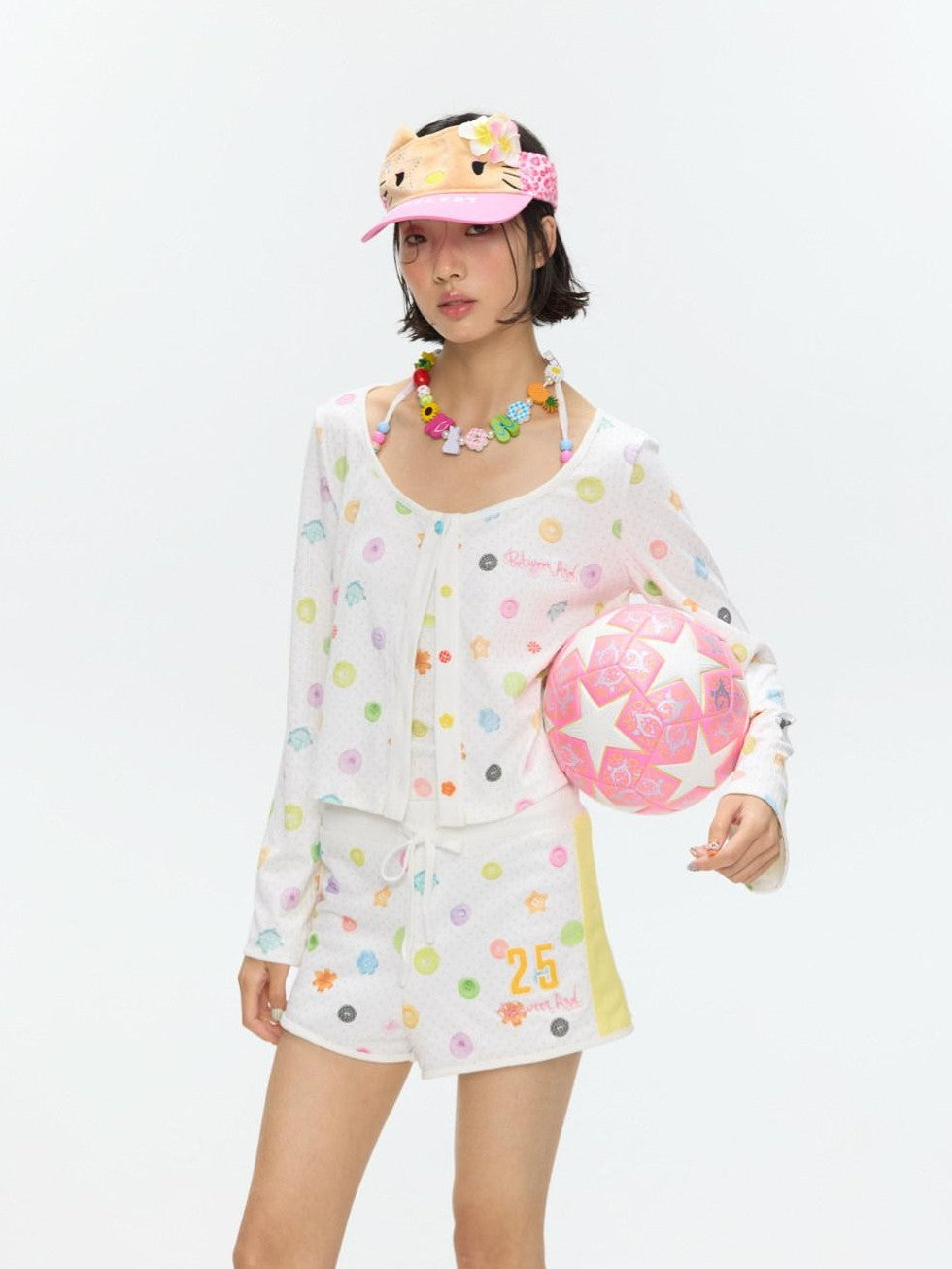 BETWEENAND Colorful Button Halter Neck Women&